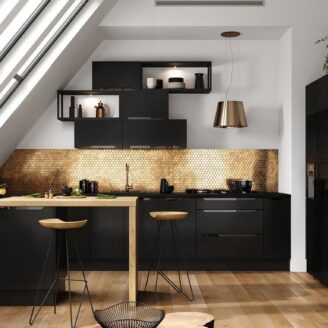 Design Küchenzeile einbauküche Goya Schwarz Matt