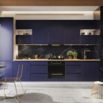 EINBAUKÜCHE KÜCHENZEILE LIVIA GRANAT BLAU MATT 240 CM #L22590