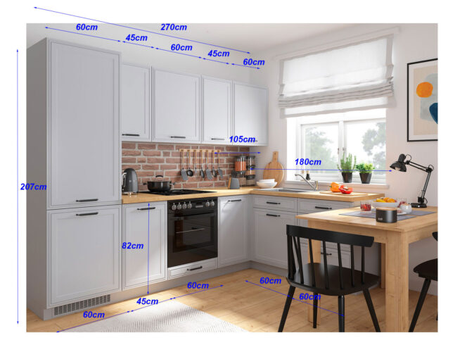 Einbauküche Küchenzeile Viola Grau matt L-Formig 270 x 180cm #L22817