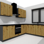 Einbauküche Küchen Set L-Förmig  Anika Eiche  Matt 200 x 260cm #L22307