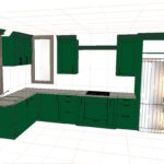 KÜCHENZEILE  EINBAUKÜCHE  SENSO ROYAL KASETTA U-FÖRMIG GRÜN MATT 220 x 453 x 120 #L23704