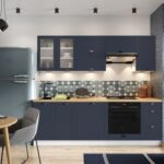 Design Einbauküche Küchenzeile Blau Matt Adele Trend 240 cm #L21573