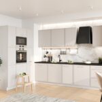 KÜCHENZEILE EINBAUKÜCHE L-FORMIG BRIT 280 x 140 CM BEIGE MATT #L22215