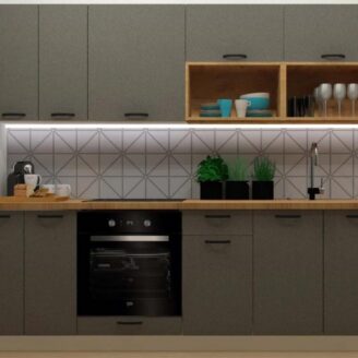 EINBAUKÜCHE KÜCHENZEILE TAIS ANTHRAZIT / WEISS 240 CM #L23457