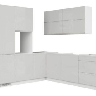 EINBAUKÜCHE KÜCHENZEILE SELINA GLANZ LICHT GREY L-FÖRMIG  270 x 180 CM #L23457