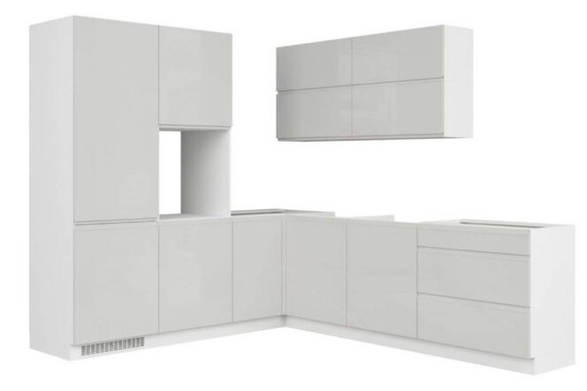 EINBAUKÜCHE KÜCHENZEILE SELINA GLANZ LICHT GREY L-FÖRMIG  270 x 180 CM #L23457