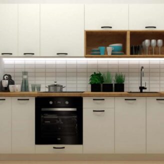EINBAUKÜCHE KÜCHENZEILE TAIS WEISS GLANZ / WEISS 240 CM #L23458