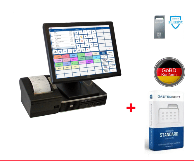 KASSENSYSTEM FÜR GASTRONOMIE  15" 38CM ELO MONITOR HP 8200 SSD TSE-GASTROSOFT STANDART #L23447