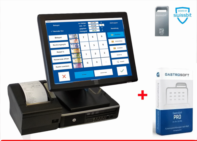 GASTRO KASSENSYSTEM  15" 38CM TOUCH ELO MONITOR HP 8200 SSD TSE-GASTROSOFT PRO #L23448