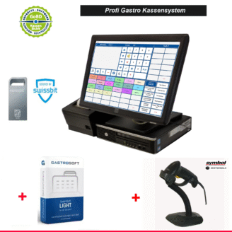 GASTROKASSE 15" 38CM TOUCHMONITOR ELO +HP 8200 SSD TSE EPSON SCANNER MOTOROLLA #L23457