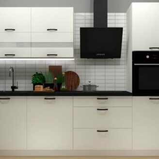 EINBAUKÜCHE KÜCHENZEILE TAIS ECRU WHITE / ALPINE WHITE 260 CM #L23460
