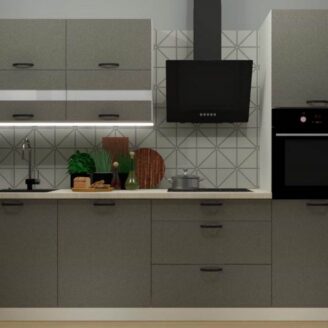 EINBAUKÜCHE KÜCHENZEILE TAIS ANTHRACITE ECRU / ALPINE WHITE 260 CM #L23459