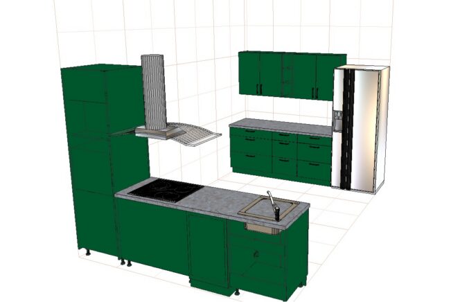 2 EINBAUKÜCHE 2 KÜCHENZEILE MONI GREEN  B=255cm und B=185cm #LL23461