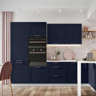 EINBAUKÜCHE ADELE L-FORMIG MARINEBLAU MATT 330 x190 CM  MIT ERWEITERUNGEN #L21576