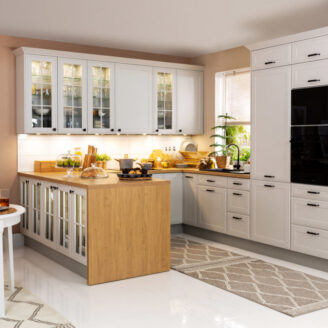 Einbaquküche Viola Beige matt  Family line 240cm #L22655