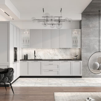 Küchenzeile Einbauküche L-Förmig |Alicija 280 x 180 cm Weiss Glanz/ matt|   Softclose | #L23933