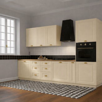 Einbauküche Küchenzeile 280 cm–Alina Creme matt Folie Modern #L23722