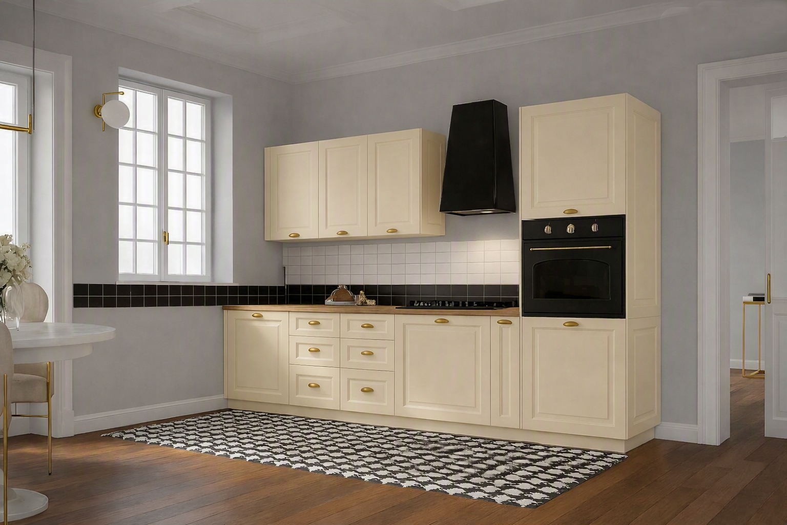 Küchenzeile Einbauküche Exlusive Line |Alina Creme Matt 290 cm / matt| Softclose | #L23936