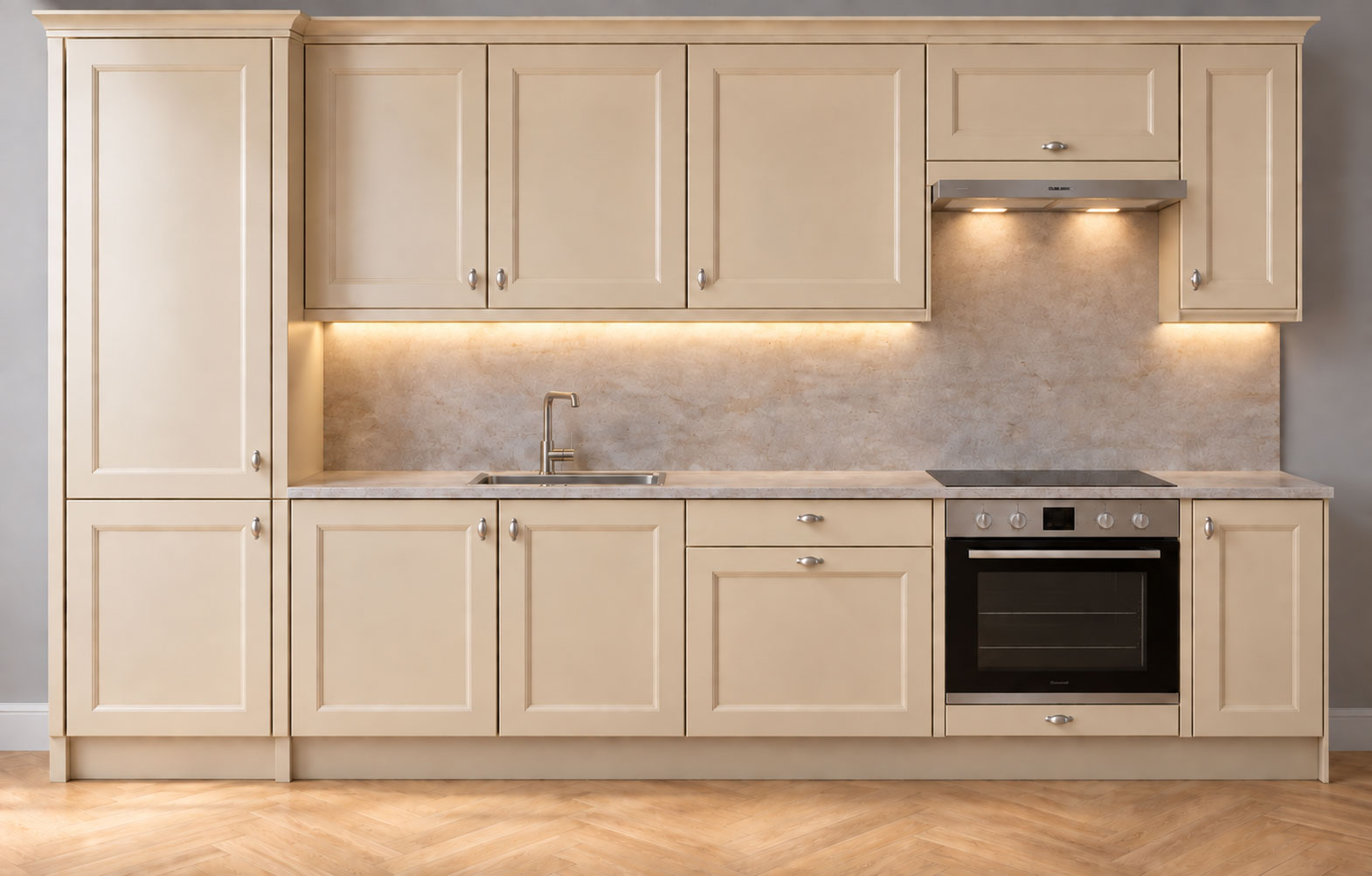 Einbauküche Küchenzeile Franceska Hell Beige Matt 345 cm #L24236